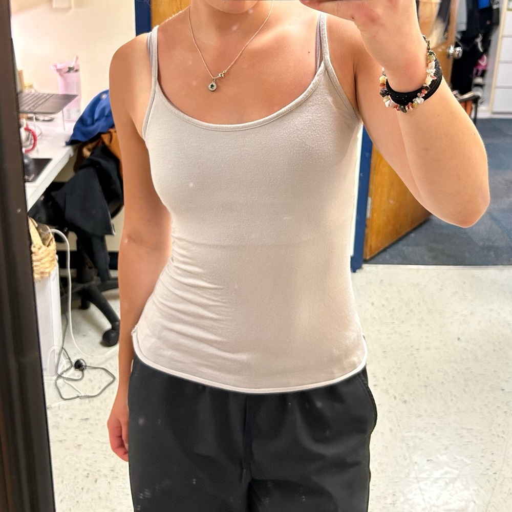 cute and casual light grey y2k tight fit women’s cami top